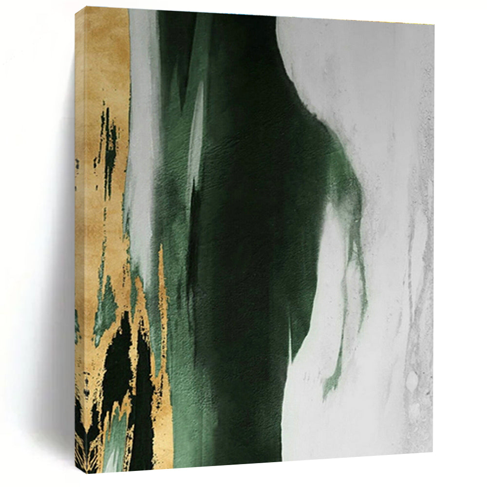 Gold & Green Fusion Abstract Art for Modern Living Room & Boutique Hotel Lounge DLZ1211