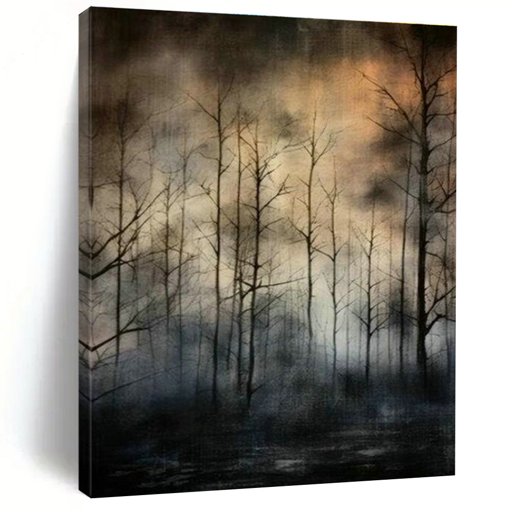 Dark Forest Landscape Art for Gothic - Themed Library & Nature - Inspired Lounge DLZ2119