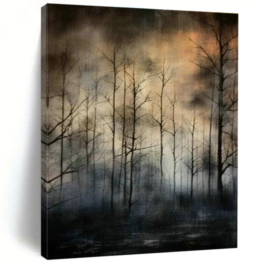 Dark Forest Landscape Art for Gothic - Themed Library & Nature - Inspired Lounge DLZ2119