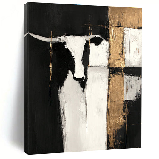 Longhorn with Gold Accents for Rustic Western Home & Equestrian - Themed Office STSC223