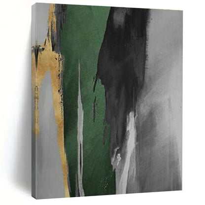 Gold - Green Ink Abstract for Modern Asian - Inspired Home & Art - Centric Corporate Lobby DLZ0939