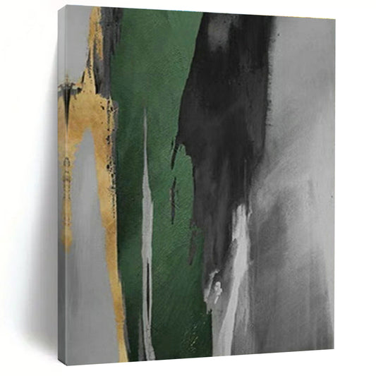 Gold - Green Ink Abstract for Modern Asian - Inspired Home & Art - Centric Corporate Lobby DLZ0939