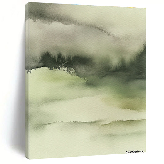 Gentle Green Watercolor Art for Yoga Studio & Nursery STSC068