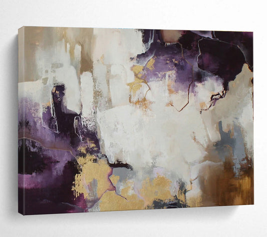 Purple - Gold Abstract Art for Glamorous Bedroom DLZ2892