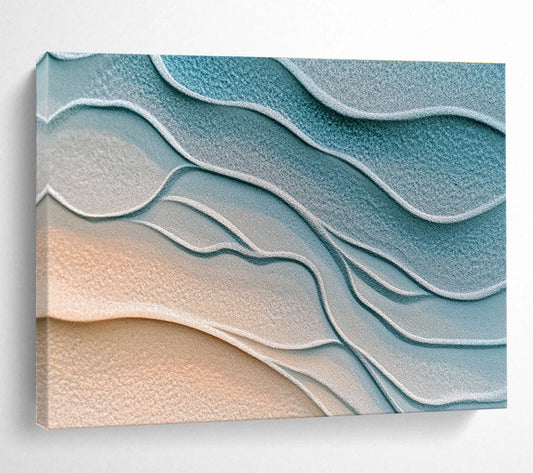 Blue - Gray Sand Waves Art for Coastal Home & Spa Retreat SC452
