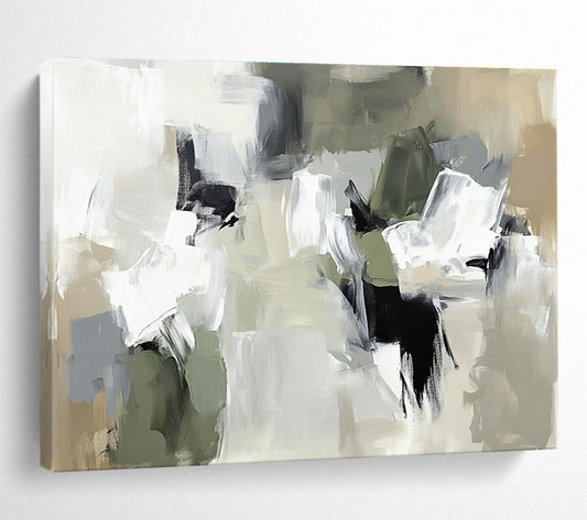 Neutral Toned Abstract Blocks Art for Minimalist Living Room & Serene Meditation Space SC245
