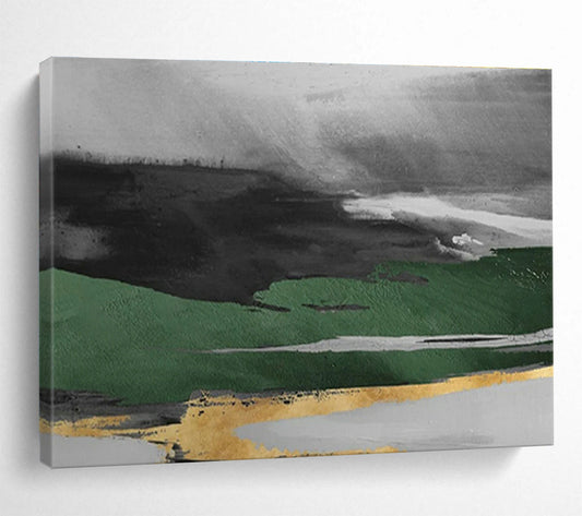 Dark Green - Gold Abstract for Luxury Home Office DLZ2990