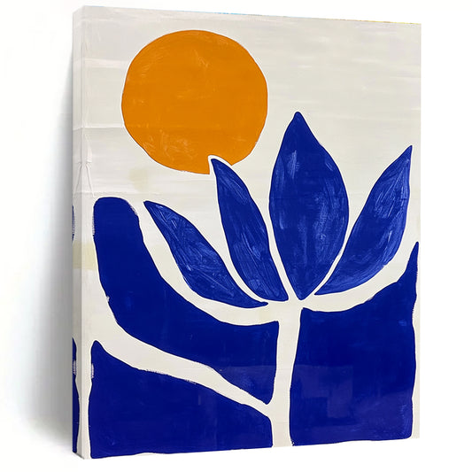 Blue Flower and Orange Sun Art for Bohemian - Style Café & Nature - Lover’s Home Studio STSC1332