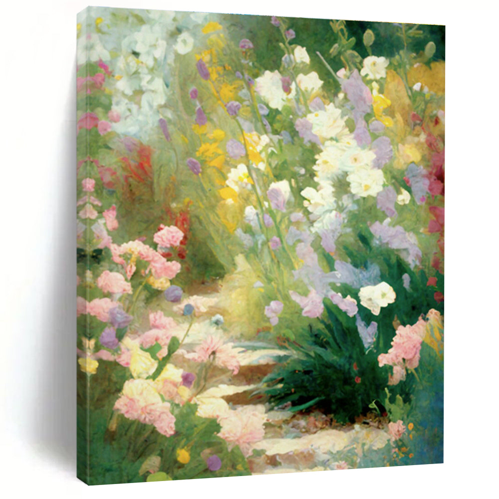 Flower - Filled Garden Landscape Art for Country Cottage & Botanical Spa DLZ1363