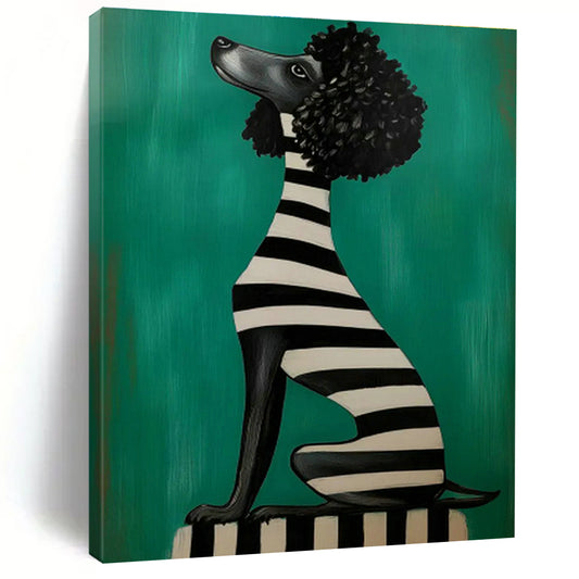 Striped Poodle Art for Playful Kids’ Room & Eclectic Pet Shop DLZ0705