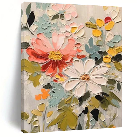 Textured Flower Bouquet Art for Shabby - Chic Kitchen & Garden - Themed Café DLZ1541