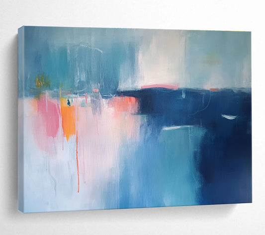Soft - Hued Coastal Abstract Art for Seaside Spa & Light - Filled Bedroom SC063