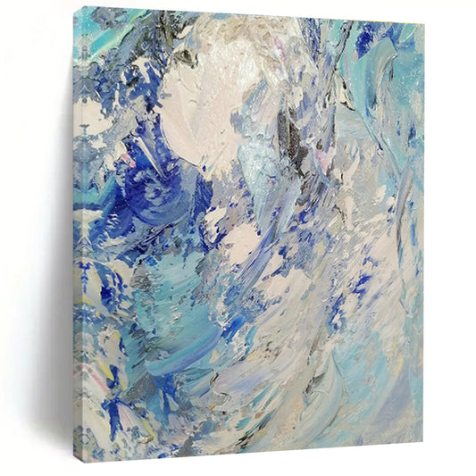 Blue - White Swirl Abstract Painting for Beachfront Restaurant & Nautical - Themed Bar DLZ1295