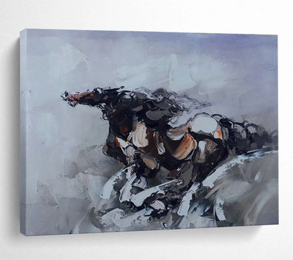 Gray - Tone Galloping Horse Abstract Art for Equestrian - Inspired Home Offices DLZ2690