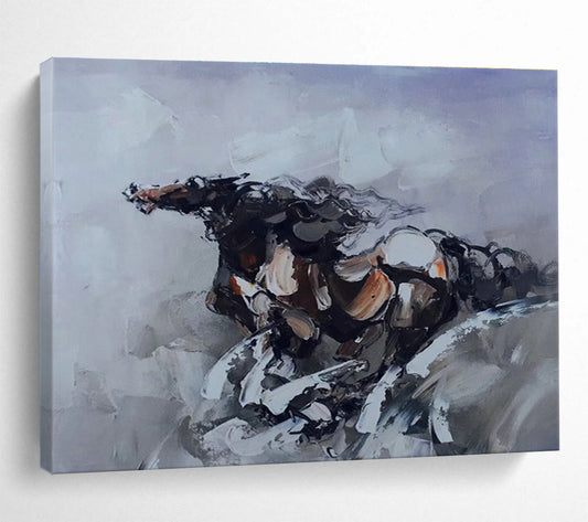 Gray - Tone Galloping Horse Abstract Art for Equestrian - Inspired Home Offices DLZ2690