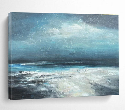 Blue - Tone Starry Sea Oil Painting for Coastal - Inspired Bedrooms DLZ2495