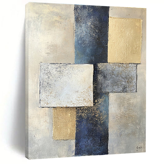 Geometric Gold & Blue Art for Dining Room & Hallway STSC715