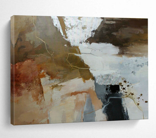 Brown - White Abstract Art for Industrial - Chic Cafés DLZ2517