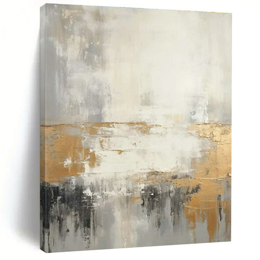 Gold - Gray - White Abstract Art for Luxury Hotel Suite & Modern Home Dining Room DLZ1742
