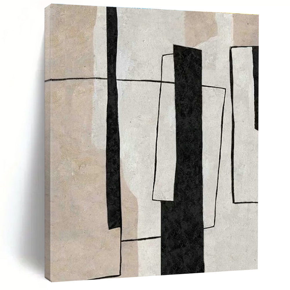 Black - White Geometric Abstract Art for Modern Office & Art Gallery Corridor DLZ2067