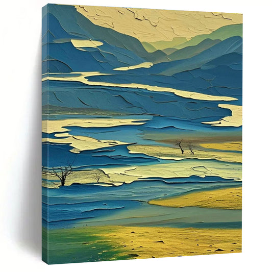 Layered Landscape Art for Modern Living Room & Nature - Inspired Café DLZ0970