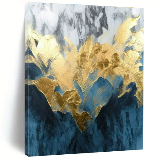 Gold - Leaf Marble Abstract Art for Luxury Hotel Lobby & High - End Home Entrance DLZ1808