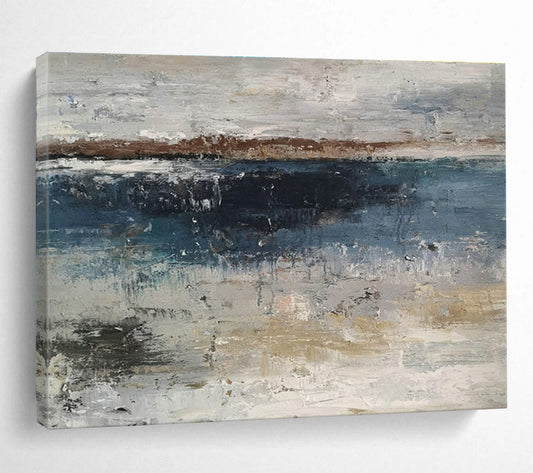 Gray - Blue Abstract Seaside Art for Modern Coastal Condo Living Rooms DLZ2672