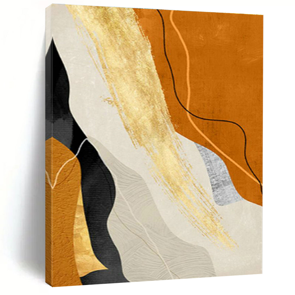 Orange and Gold Abstract Lines Art for Modern Gallery & Energetic Workout Studio DLZ2217