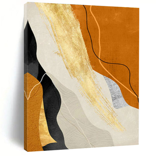 Orange and Gold Abstract Lines Art for Modern Gallery & Energetic Workout Studio DLZ2217