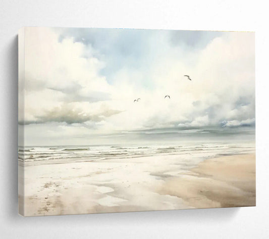 Ethereal Watercolor Seaside Painting for Coastal - Themed Bedroom Retreat DLZ2704
