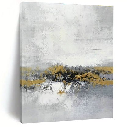 Gray - White Abstract with Gold Patches for Bedroom & Hotel Lobby DLZ0572