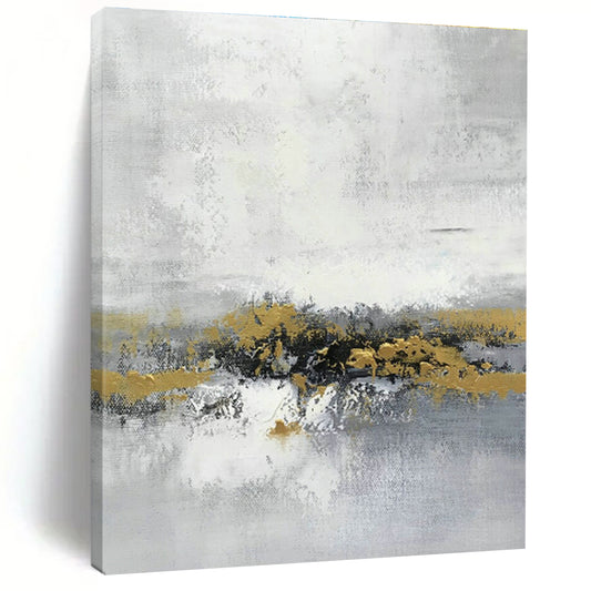 Gray - White Abstract with Gold Patches for Bedroom & Hotel Lobby DLZ0572