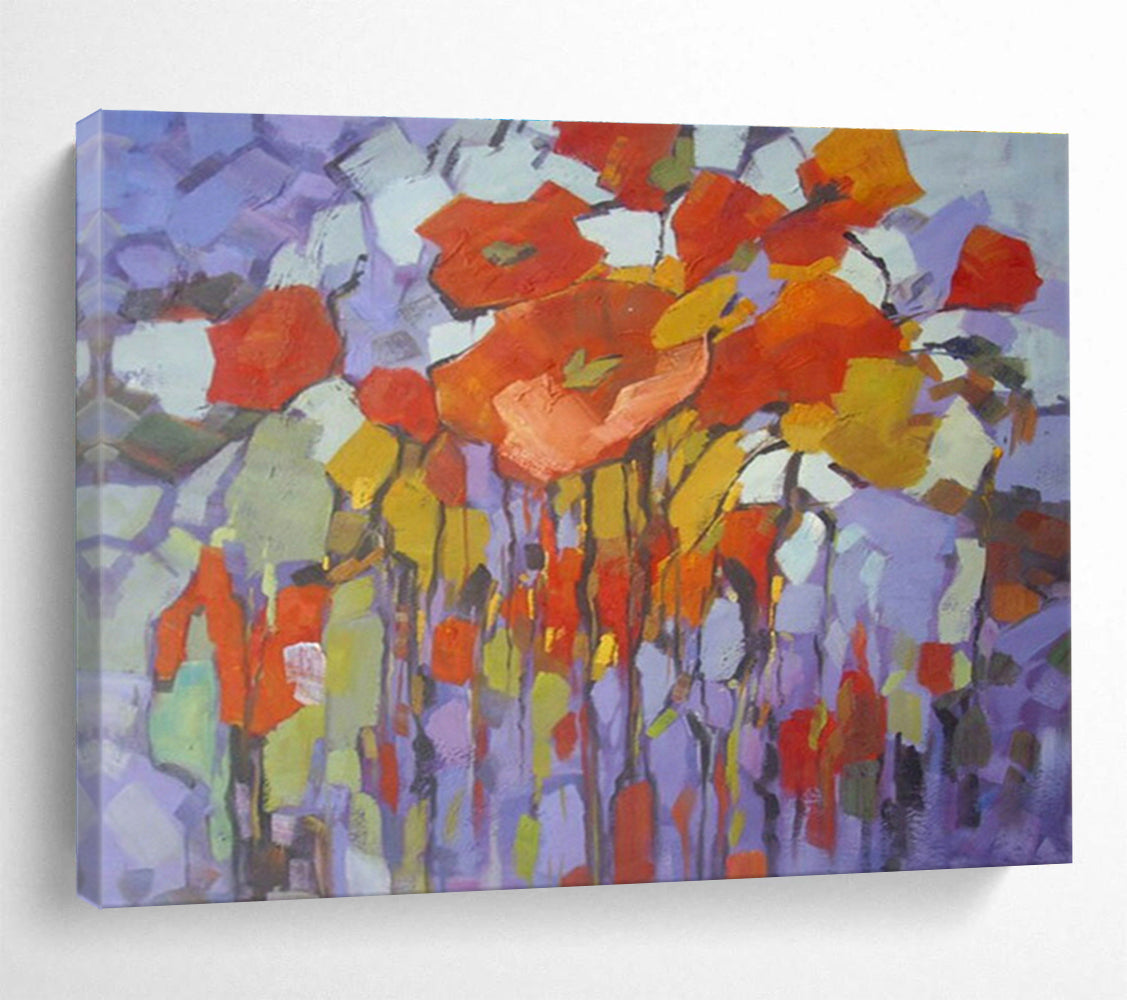 Purple - Based Floral Abstract Art for Bohemian - Style Boutique Dressing Rooms DLZ3237