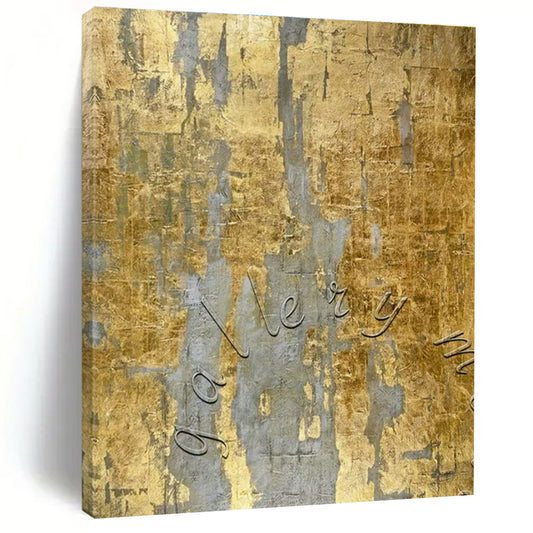 Gold - Gray Textured Abstract Art for Gallery - Themed Restaurant & Upscale Home Library DLZ1775