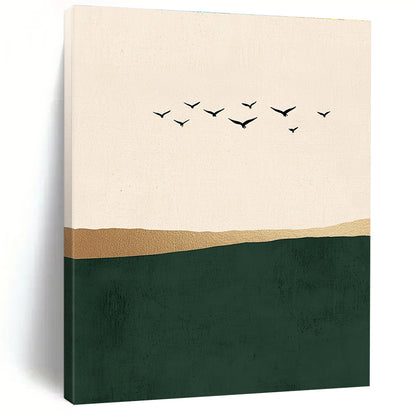 Birds Flying Over Hills Art for Minimalist Living Room & Nature - Inspired Office STSC1340
