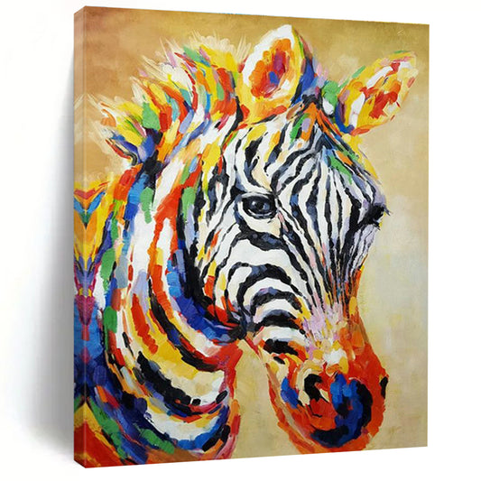 Colorful Zebra Portrait Art for Vibrant Kids' Playroom & Art - Eclectic Home DLZ2142