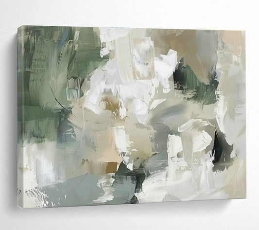 Green - White Abstract Art for Nature - Inspired Restaurant Interiors DLZ2619