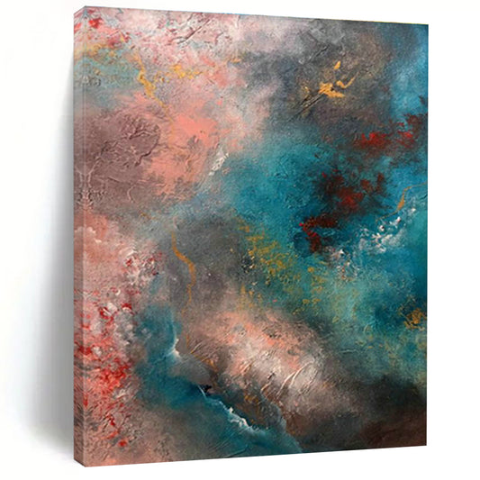 Pink - Blue Abstract Art for Coastal Home Living Room Corners DLZ0053