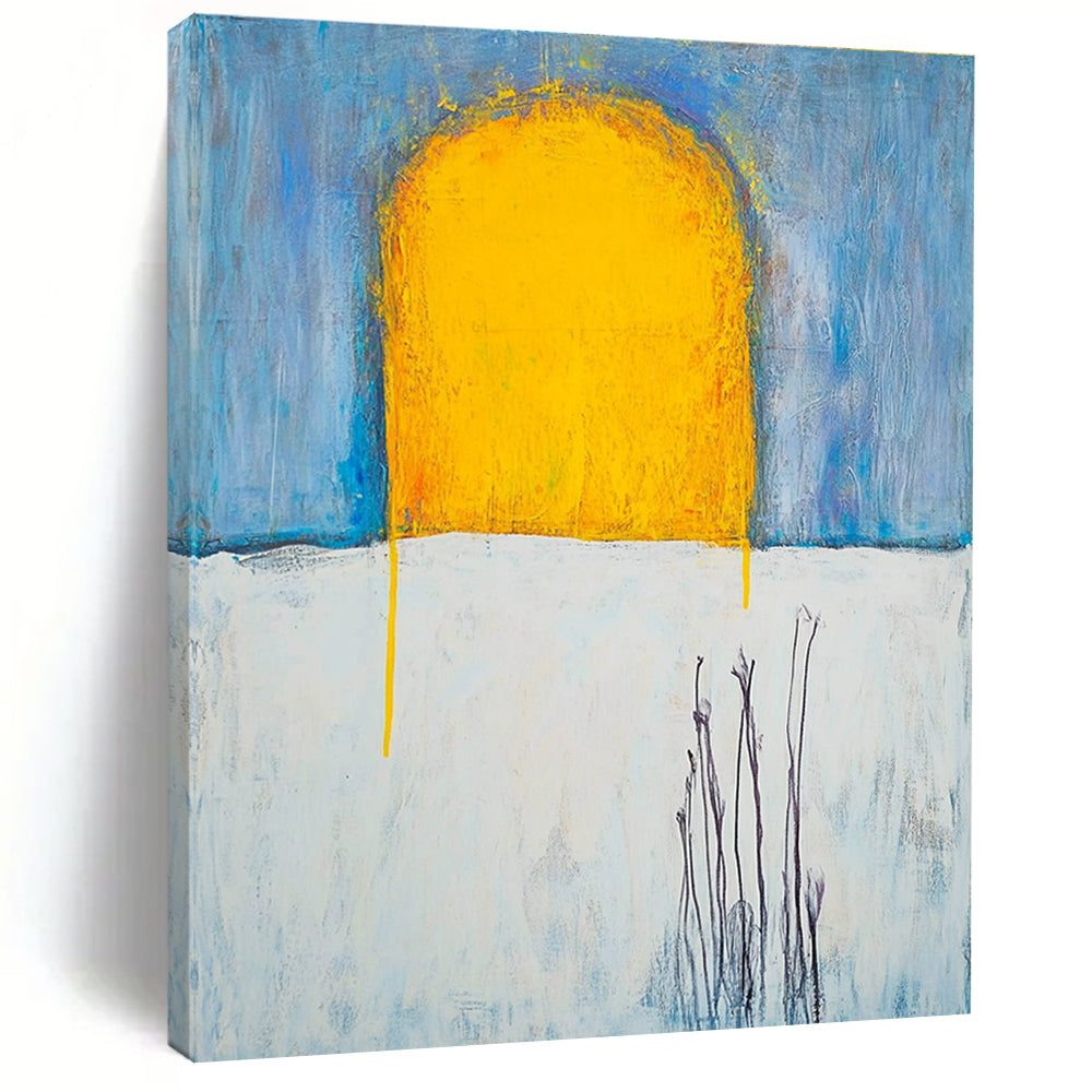 Yellow Sun on Blue and White for Modern Farmhouse Living Room & Art - Inspired Breakfast Nook STSC370