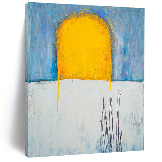 Yellow Sun on Blue and White for Modern Farmhouse Living Room & Art - Inspired Breakfast Nook STSC370