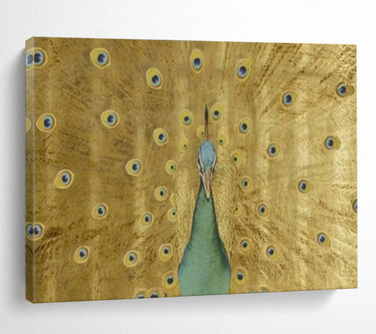 Golden Peacock with Open Feathers Art for Luxe Hotel Lobbies DLZ3124