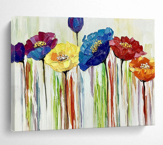 Colorful Flower Oil Painting for Bohemian - Style Café Breakfast Nooks DLZ3167