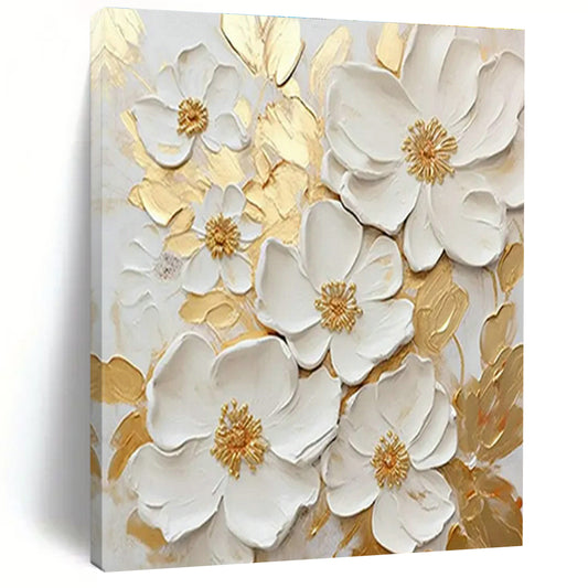 3D Floral Gold - White Art for Luxury Wedding Venue & Elegant Home Entryway DLZ1503