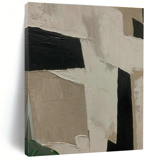 Beige - Black Geometric Art for Mid - Century Modern Home Hallways DLZ0189