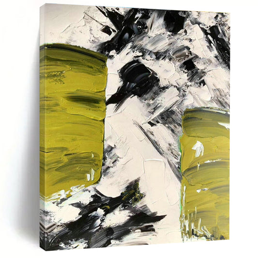Green - Black - White Block Art for Living Room & Art Studio DLZ0483