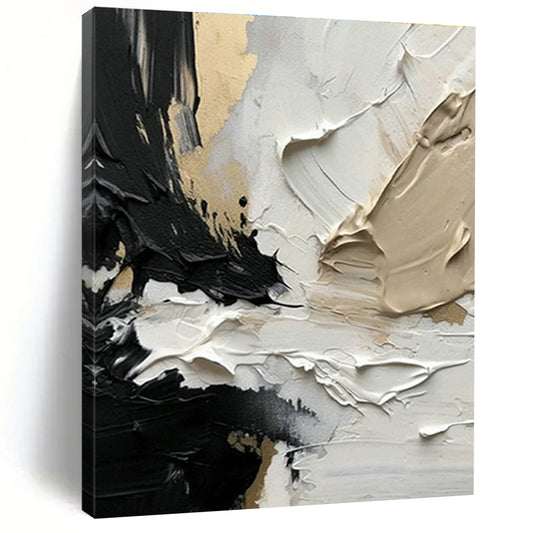 Black, Gold & Cream Abstract Art for Luxury Penthouse Living Room & High - End Jewelry Store DLZ1032