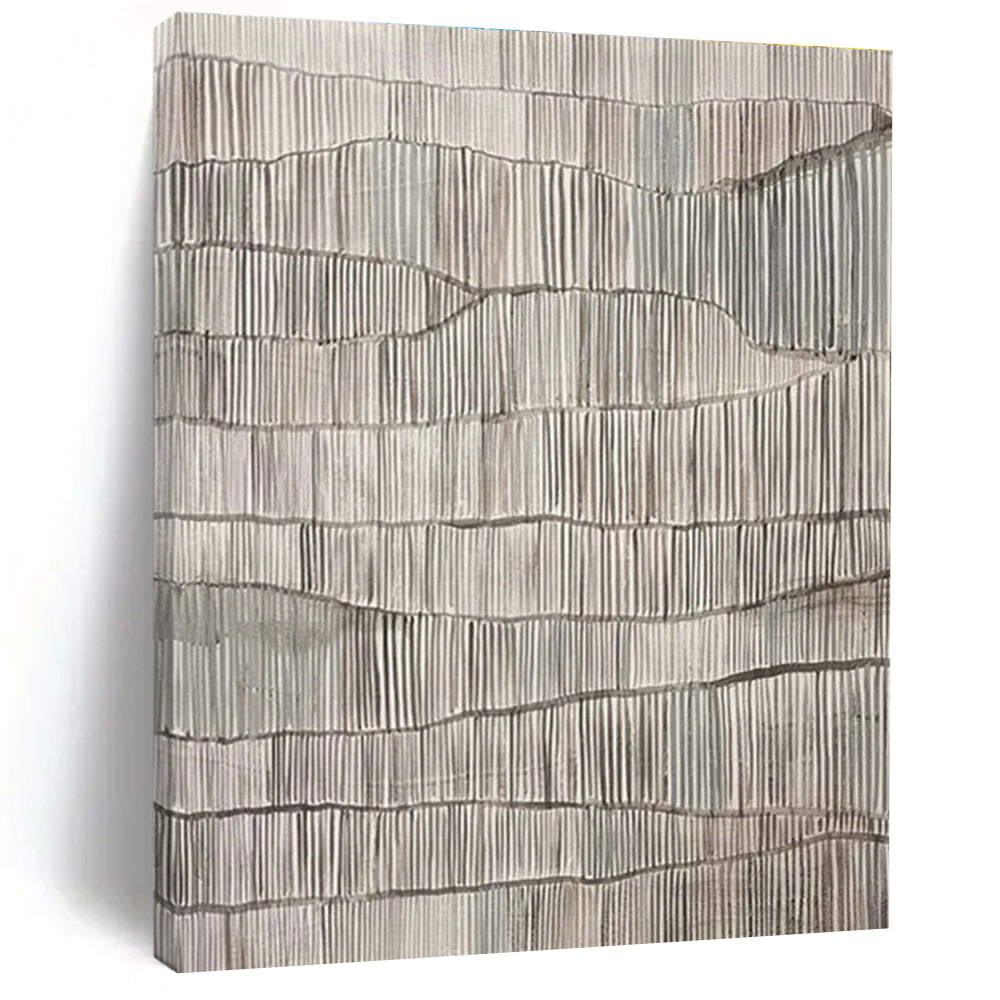 Gray - White Wave Textured Art for Modern Office Waiting Area & Minimalist Gallery DLZ1038