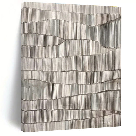 Gray - White Wave Textured Art for Modern Office Waiting Area & Minimalist Gallery DLZ1038