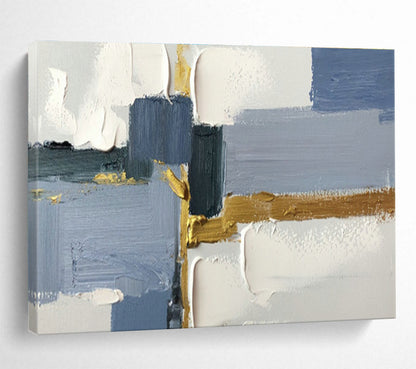 Blue - Gold Geometric Abstract Art for Bedroom Stylish Retreat DLZ2695