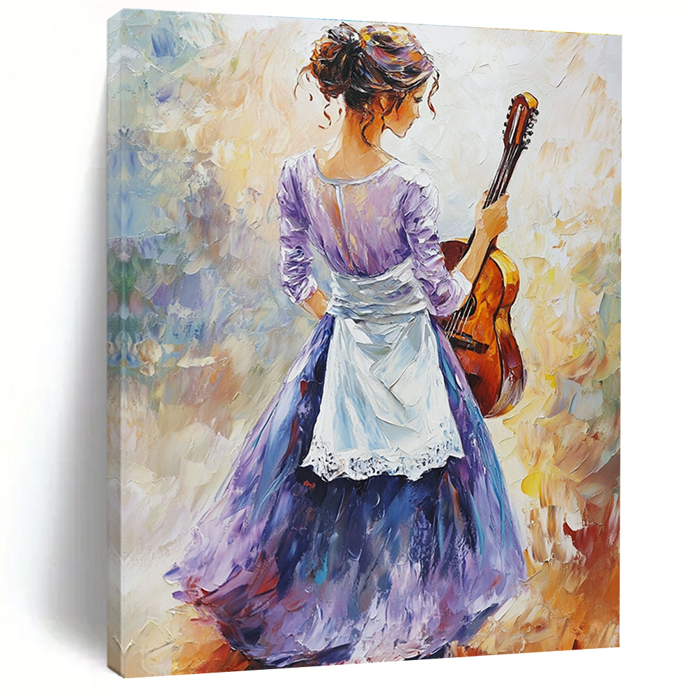 Woman with Guitar Art for Musician’s Home Studio & Bohemian - Style Café STSC1373